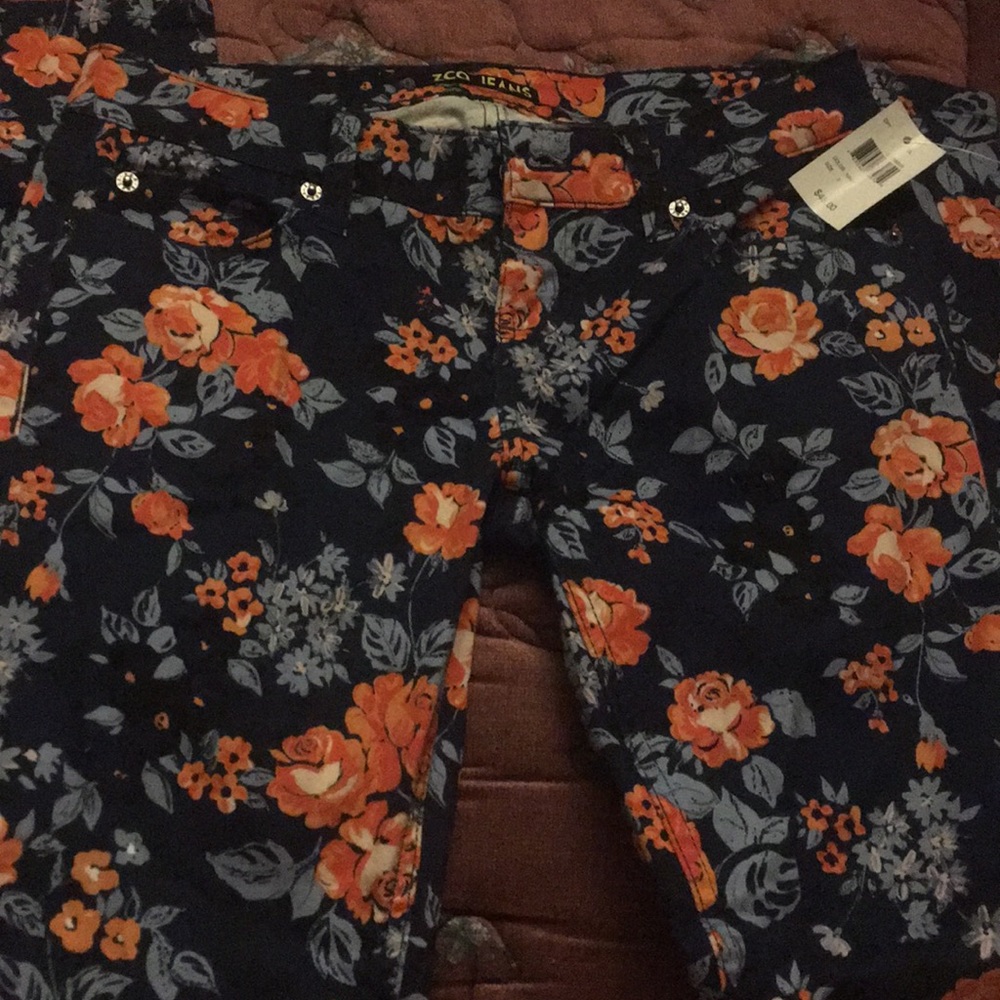 Floral jeans